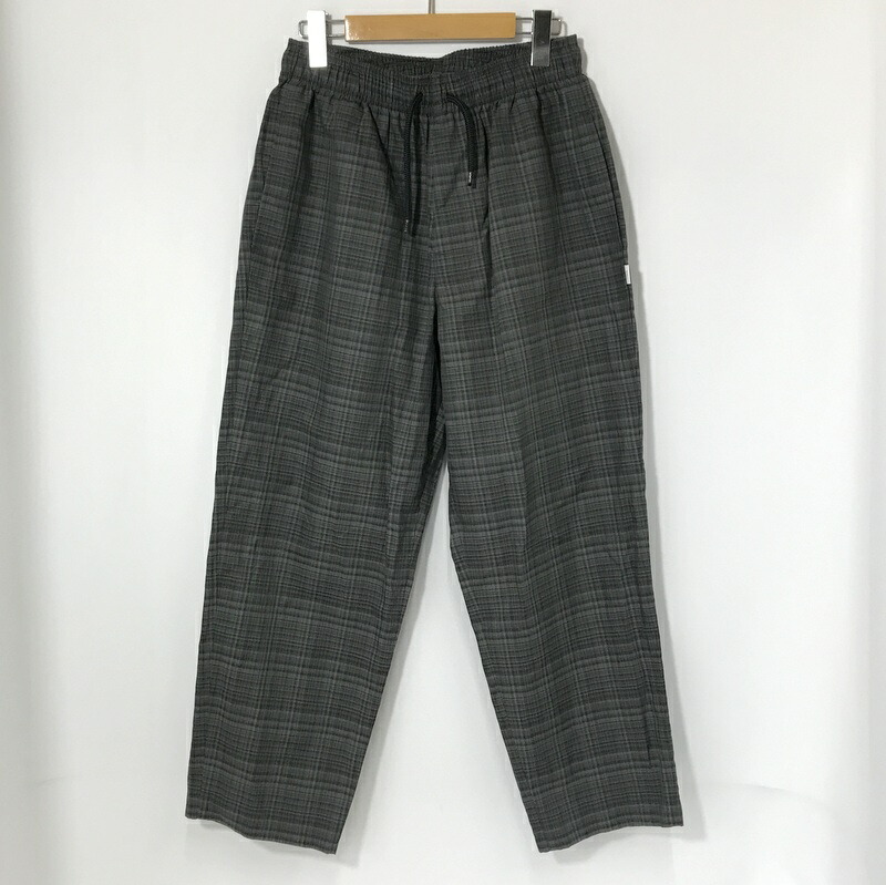【中古】 WTAPS 24ss TROUSERS LNRY POPLIN イージーパンツ 美品 241CWDT-PTM05 チェック柄 ポプリン パンツ カジュアル メンズ サイズ01 Sサイズ相当 グレー ダブルタップス ボトムス A13845◆