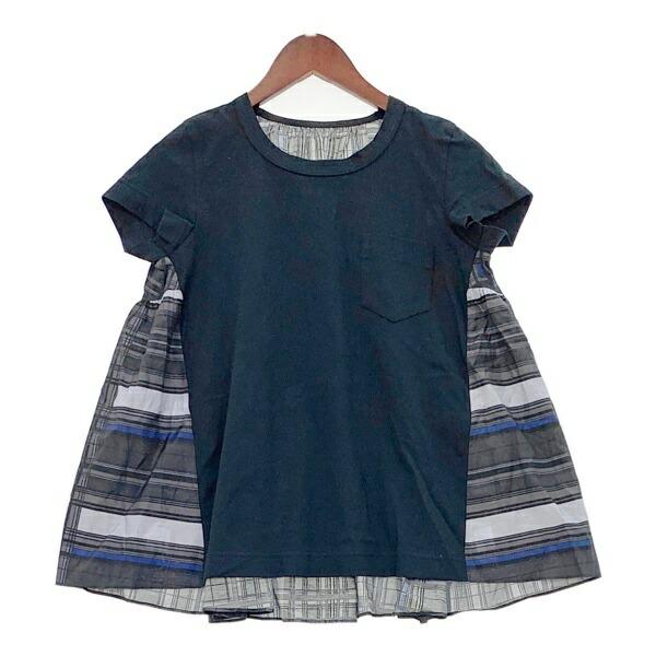 値下げ【sacai】サカイ バックプリーツ切り替えカットソー チェック Sacai】バック花柄切り替え Tシャツ【送料関税込】 (sacai/T