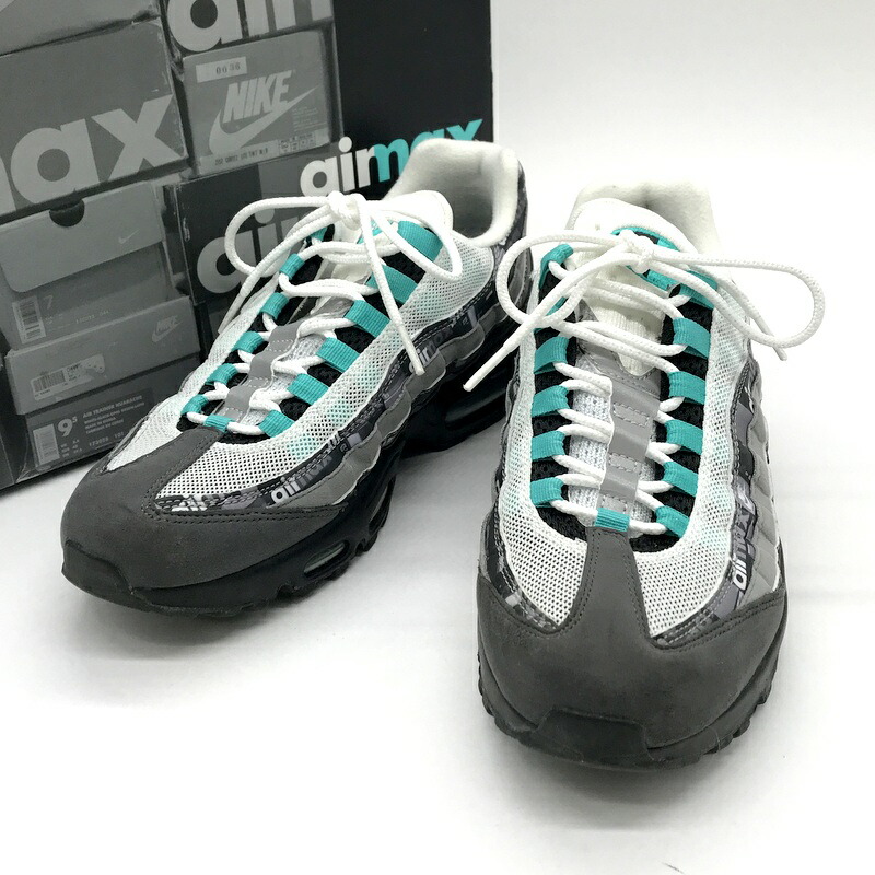 【中古】 NIKE ナイキ スニーカー AIR MAX 95 PRNT AQ0925-001 メンズ 26.5cm ブラック グレー 靴 B14438◆