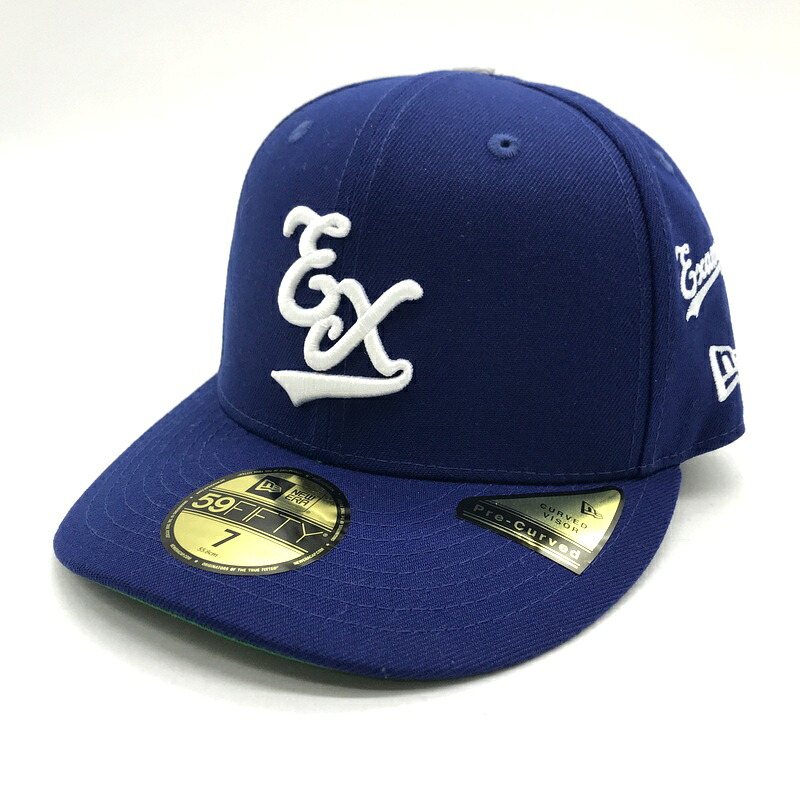 NEW ERA EXAMPLE ニューエラ エグザンプル キャップ PC 59FIFTY LOGO CAP 帽子 野球帽 刺繍 メンズ サイズ7 55.8cm ブルー 服飾小物 B14572◆
