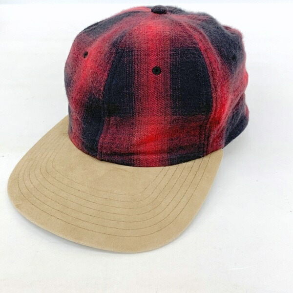 【中古】THE H.W.DOG＆CO ザエイチダブリュドックアンドコー オンブレチェック キャップ 帽子 ボウシ OMBRECHECK CAP D-00461 メンズ レッド 服飾 DF16011■