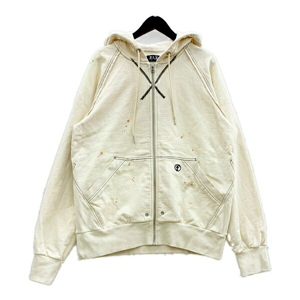 【中古】FAF エフエーエフ ジップパーカー スウェット トレーナー フーディー Aged Zip Up Hoodie 002341204 メンズ サイズ3 アイボリー トップス DM16741■