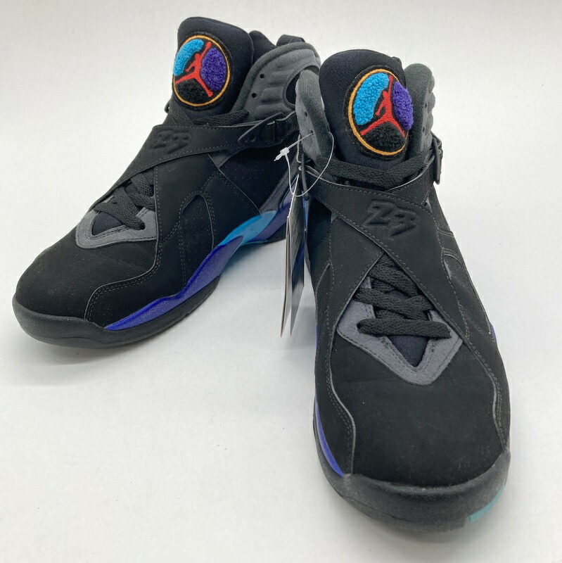 【中古】 NIKE ナイキ スニーカー AIRJORDAN 8 Retro 305381-025 エアジョーダン8 レトロ アクア メンズ 27.5cm ブラック ブルー 靴 B14652◆