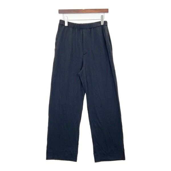 【中古】WRAPINKNOT ラッピンノット メリノウール ワイドパンツ イージーパンツ ジャージー ボトムス Wide Pants メンズ サイズ2 ブラック ズボン DM16829■
