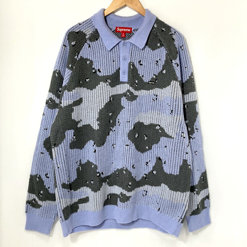 Supreme シュプリーム ニット ポロセーター メンズ XLサイズ ブルー トップス A14830◆