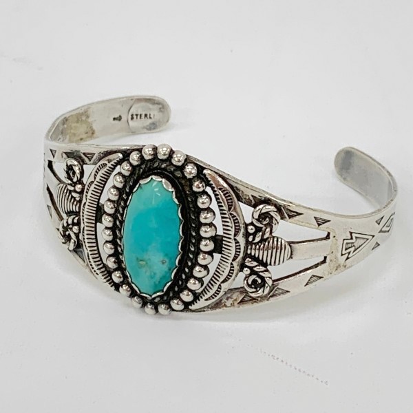 楽天市場】【中古】Navajo ナバホ族 バングル 9連 ターコイズ