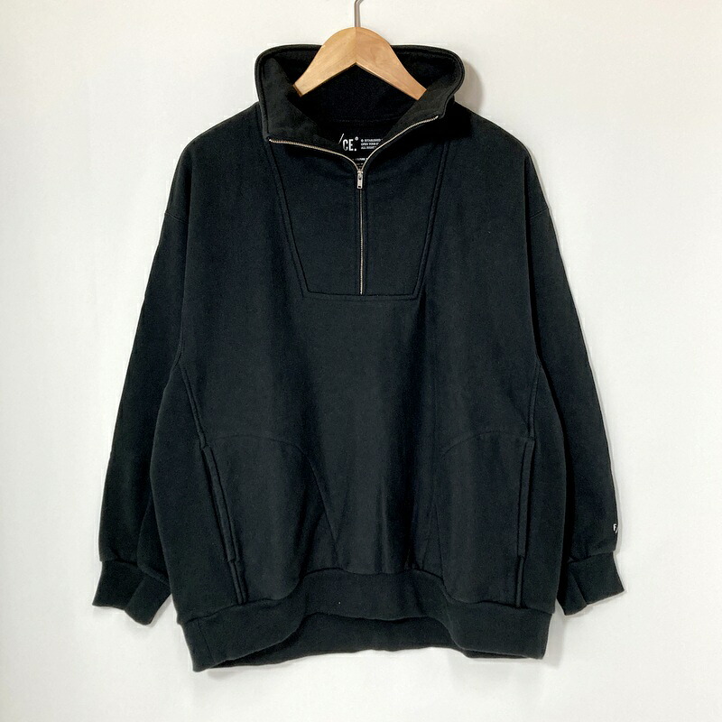 F/CE. エフシーイー ハーフジップ スウェット プルオーバー FSU12232U0003 メンズ Sサイズ ブラック トップス A15071◆
