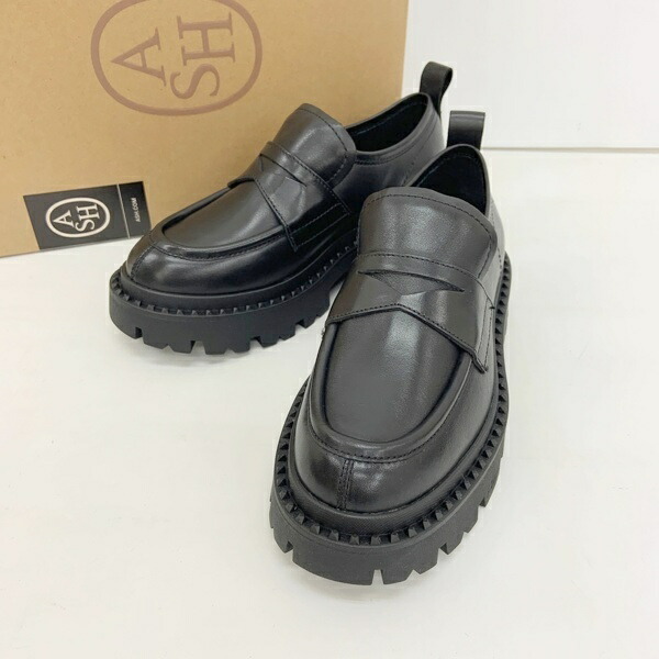 【中古】ASH アッシュ GENIAL STUD 厚底 コインローファー シューズ レディース サイズ36 ブラック 靴 IF17216■