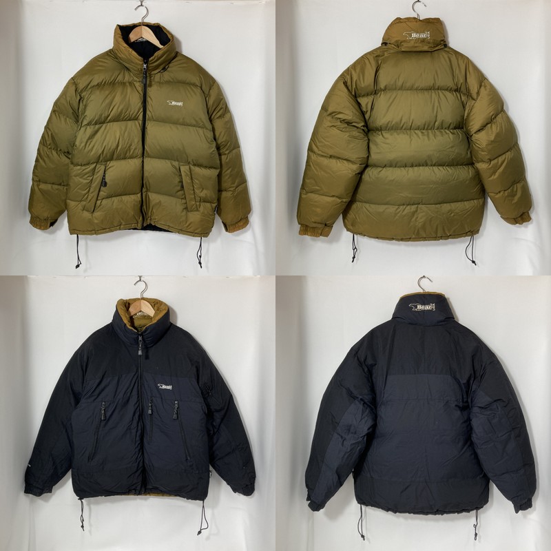 【中古】 Bear USA ベアーUSA ダウンジャケット リバーシブル メンズ Lサイズ カーキブラウン ブラック アウター A15224◆