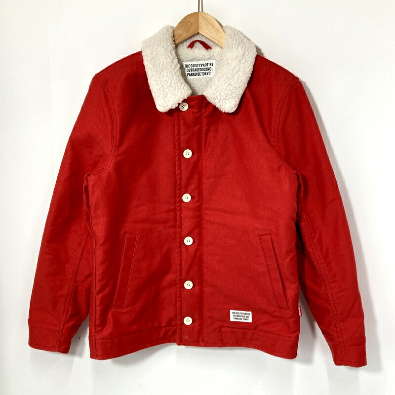 【中古】 WACKO MARIA ワコマリア デッキジャケット ブルゾン N-1 メンズ Lサイズ レッド アウター A15288◆｜福井の買取販売　サンステップ