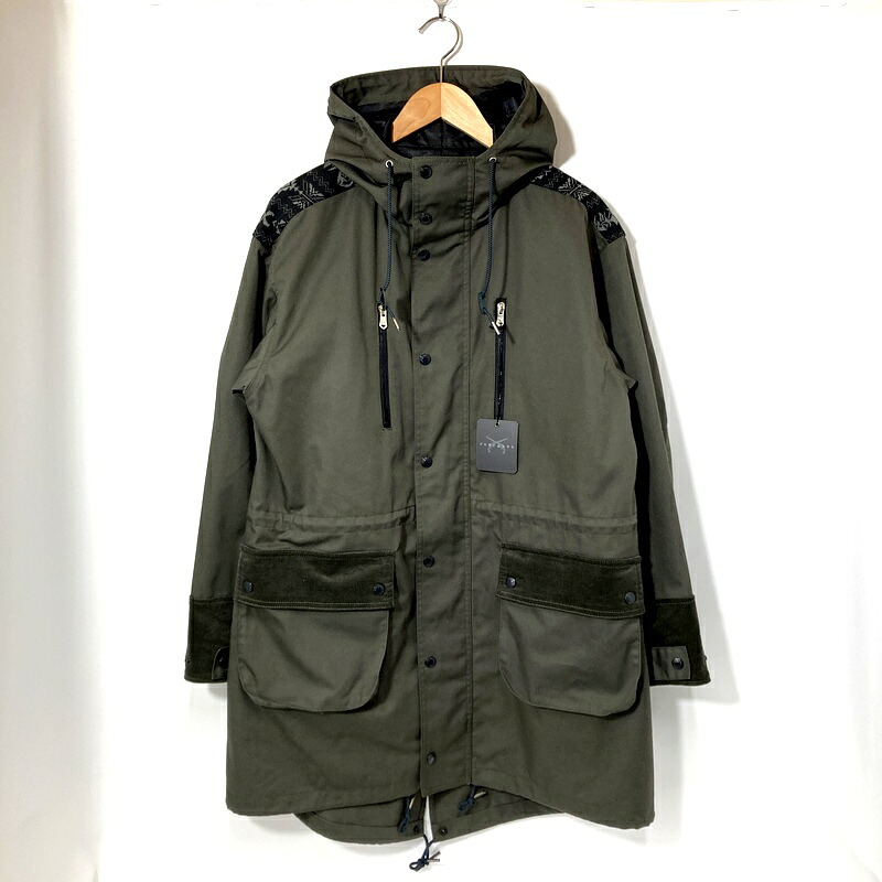【中古】 roarguns ロアーガンズ モッズコート TRIVAL JACQUARD MODS COAT 23FGC-01 メンズ Mサイズ カーキ アウター A15285◆