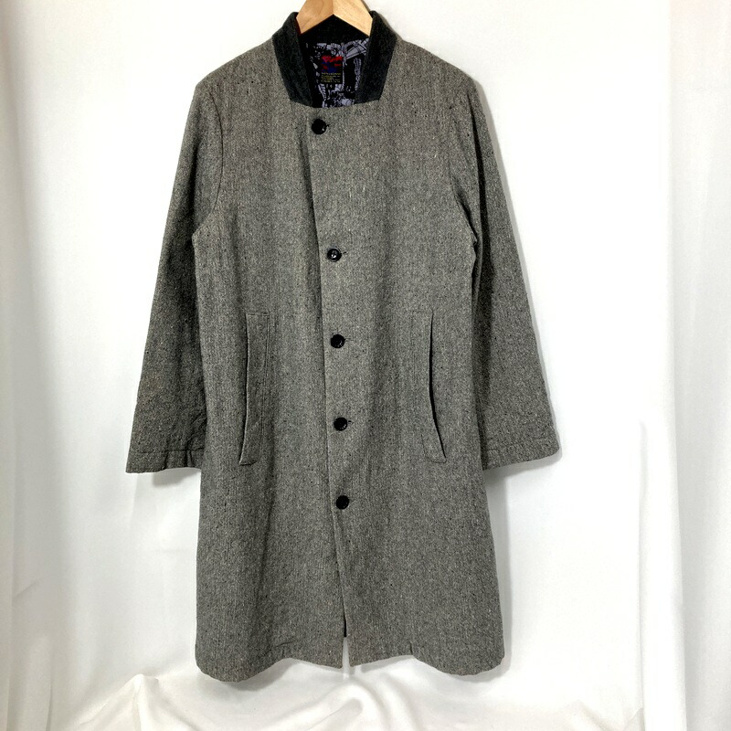 【中古】 BRUNABOINNE ブルーナボイン ヘリンボーンコート 5288  メンズ 大きさ0 S大きさ好いかげんに 薄墨色系 アウター A15340◆
