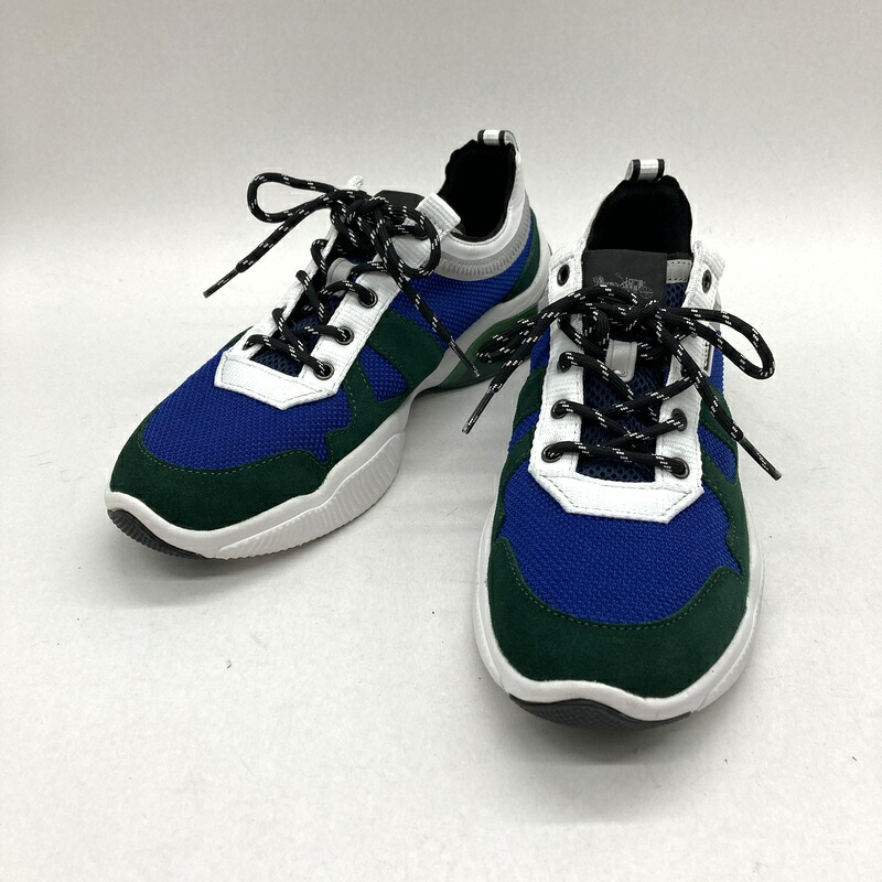 【中古】COACH コーチ スニーカー C1734 シューズ メンズ 26cm ブルー グリーン ホワイト 靴 B15329◆