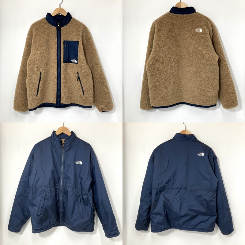 【中古】 THE NORTH FACE ザノースフェイス リバーシブルジャケット ボアジャケット ナイロンジャケット メンズ Lサイズ ベージュ ネイビー アウター A15495◆｜福井の買取販売　サンステップ