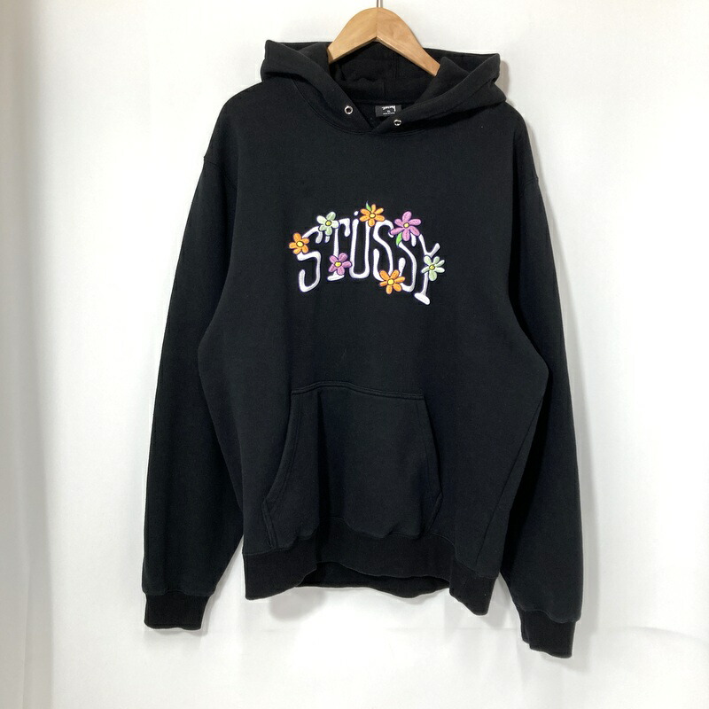 【希少デザイン】STUSSY☆フードビック刺繍ロゴ　定番カラー黒　XL　パーカー Stussy パーカー 希少✨ 前後刺繍ロゴ 早い者勝ち - メルカリ