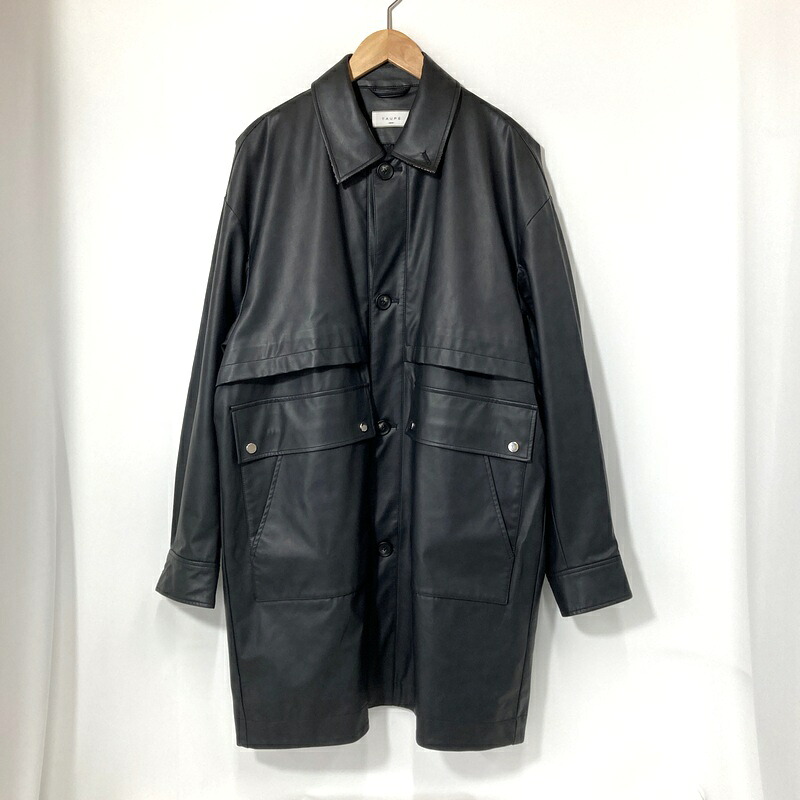 【中古】 taupe トープ フェイクレザーコート アンティークレザーハーフコート TPM24303001 メンズ サイズ03 Lサイズ相当 ブラック アウター A15498◆