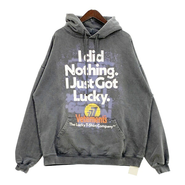 【中古】VETEMENTS ヴェトモン I Got Lucky Hoodie アイガットラッキー フーディ プルオーバー パーカー 22AW UA53HD445B 男女兼用 Sサイズ ブラック トップス DM17868■｜福井の買取販売　サンステップ