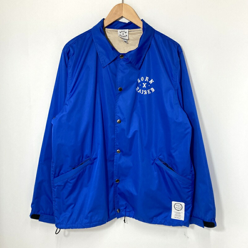 【中古】BORN x RAISED ボーンアンドレイズド THE TOWN COACH JACKET ザタウンコーチジャケット 35003 メンズ Mサイズ ブルー アウター A15550◆
