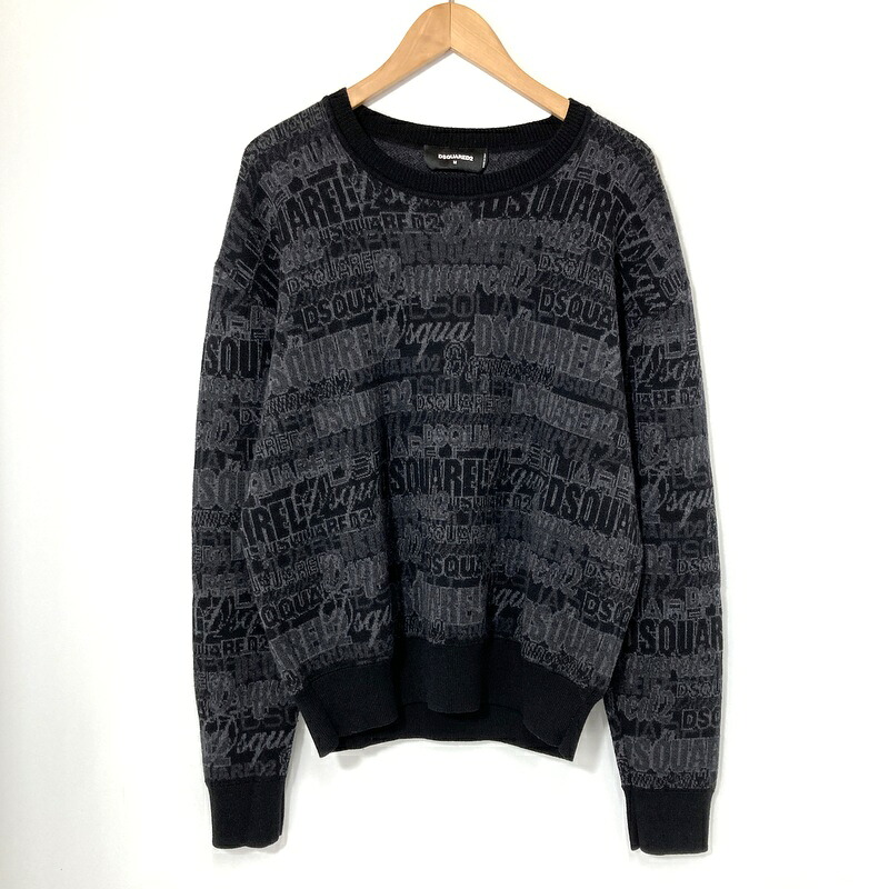 【中古】 DSQUARED2 ディースクエアード 編み物 スウェーター  メンズ M大きさ 黒いこと 薄墨色 トップス A15728◆