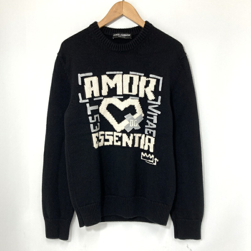 【中古】 Dolce&Gabbana ドルチェ＆ガッバーナ セーター ニット GXA63T JAW1N メンズ サイズ46 Sサイズ相当 ブラック トップス A15744◆