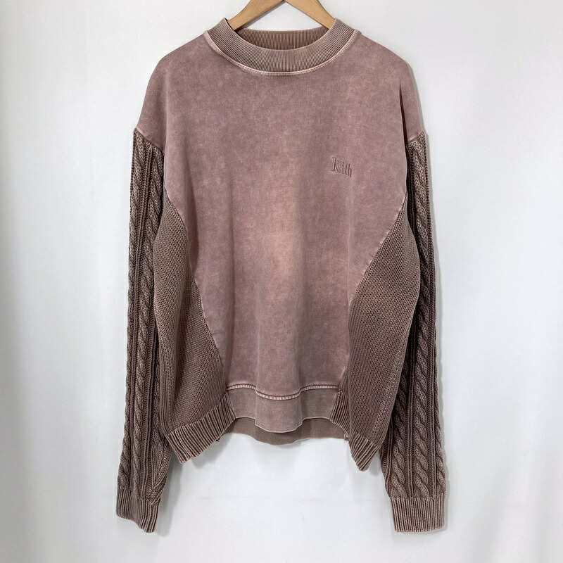 【中古】KITH キス COMBO KNIT MOCKNECK コンボニットモックネック 20-080-060-0013-4-0 美品 セーター メンズ XLサイズ ピンクブラウン トップス A15726◆|福井の買取販売 サンステップ