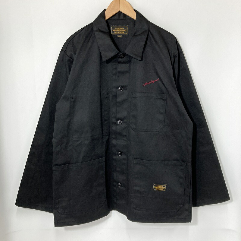 【中古】NEIGHBORHOOD ネイバーフッド COVERALL/EC-JKT カバーオールジャケット 201SPNH-JKM02 メンズ XLサイズ ブラック アウター A15537◆