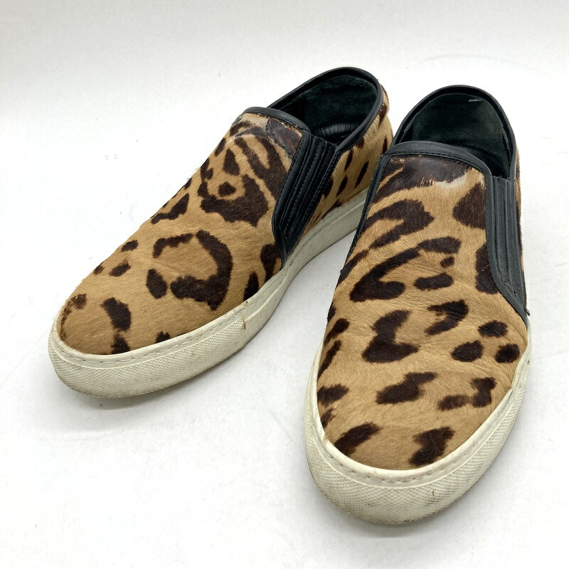 【中古】BALMAIN バルマン ハラコレザースリッポンスニーカー メンズ 大いさ41 26糎好いかげんに ベージュ 赤銅色 黒いこと 靴 B15792◆