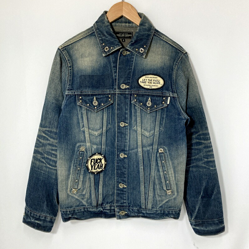 【中古】ROUGH and RUGGED ラフアンドラゲッド ファウルヘッドライト デニムジャケット Gジャン ジージャン メンズ サイズ2 Mサイズ相当 インディゴブルー アウター A15965◆ 10,313円