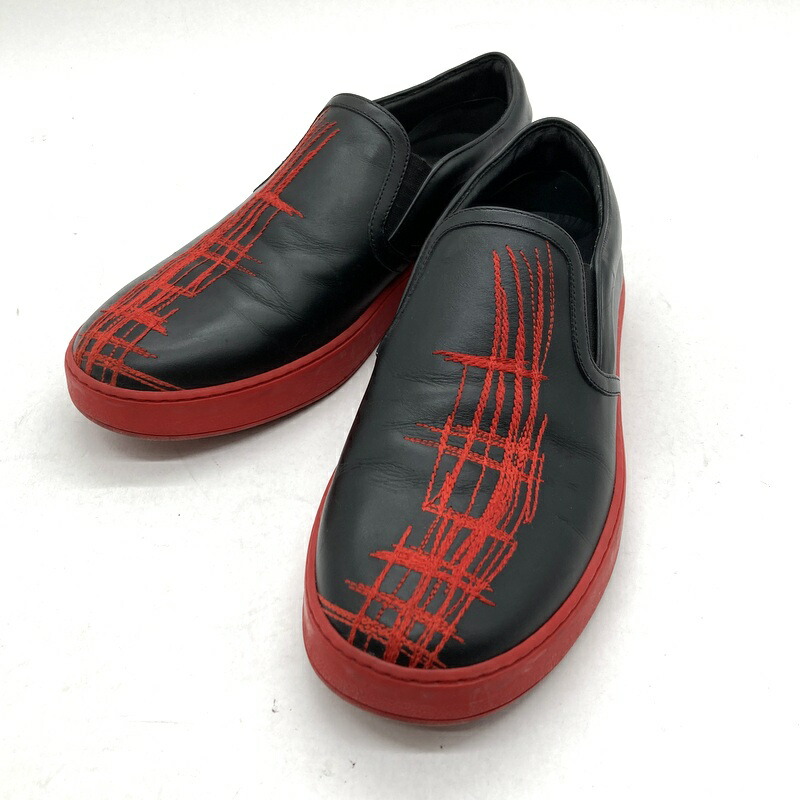 【中古】 ChristianDior クリスチャンディオール スニーカー スリッポン Scream スクリーム メンズ サイズ41 26cm相当 ブラック レッド 靴 B15795◆