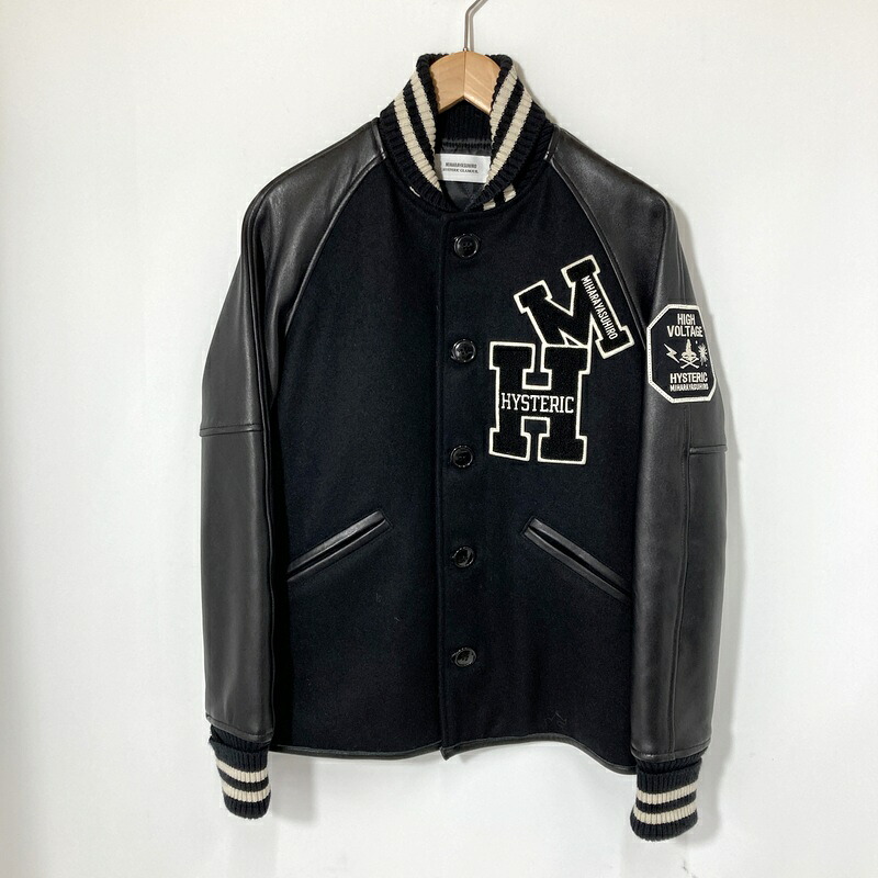 【中古】HYSTERIC GLAMOURｘMIHARA YASUHIRO ヒステリックグラマー ミハラヤスヒロ コラボ スタジャン 0243AB14 美品 メンズ XSサイズ ブラック アウター A15927◆