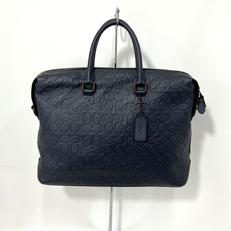 【中古】 COACH コーチ ブリーフバッグ ゴッサム シグネチャー レザー メンズ ネイビー 鞄 B15955◆