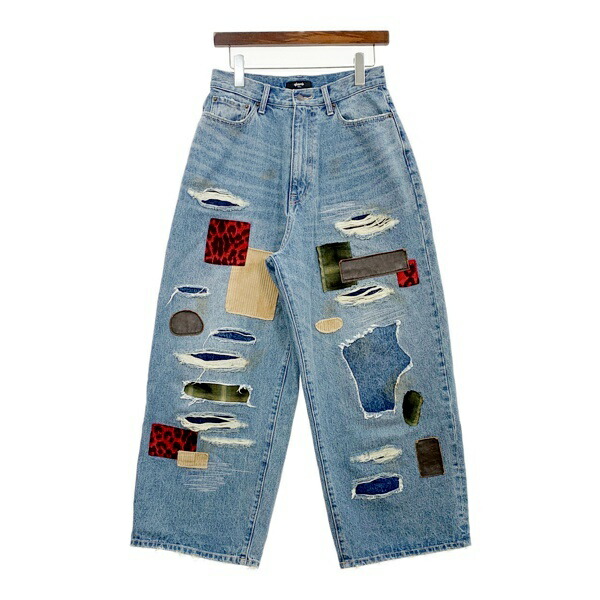 【中古】glamb 瓦 広広とした デニム ジーンズズボン下 Mid Century Unplugged Denim メンズ S大きさ インディゴ ズボン DM18245■