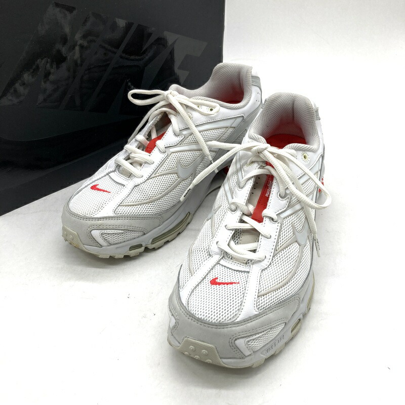 【中古】 Supreme Nike シュプリーム ナイキ スニーカー Shox Ride 2 White Grey Fog Flat Platinum DN1615-100 ショックス ライド2 メンズ 27cm ホワイト グレー レッド 靴 B15974◆