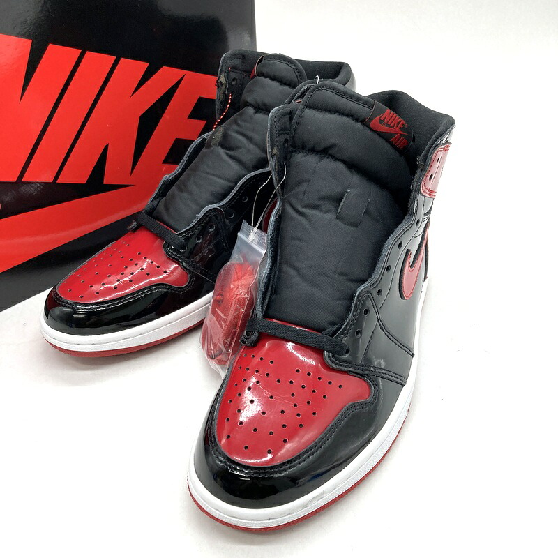 【中古】 Nike ナイキ スニーカー Air Jordan 1 High OG Patent Bred 555088-063 エアジョーダン1 ご機嫌 OG パテントブレッド  メンズ 27.5珊 赤いこと 黒いこと 靴 B15978◆