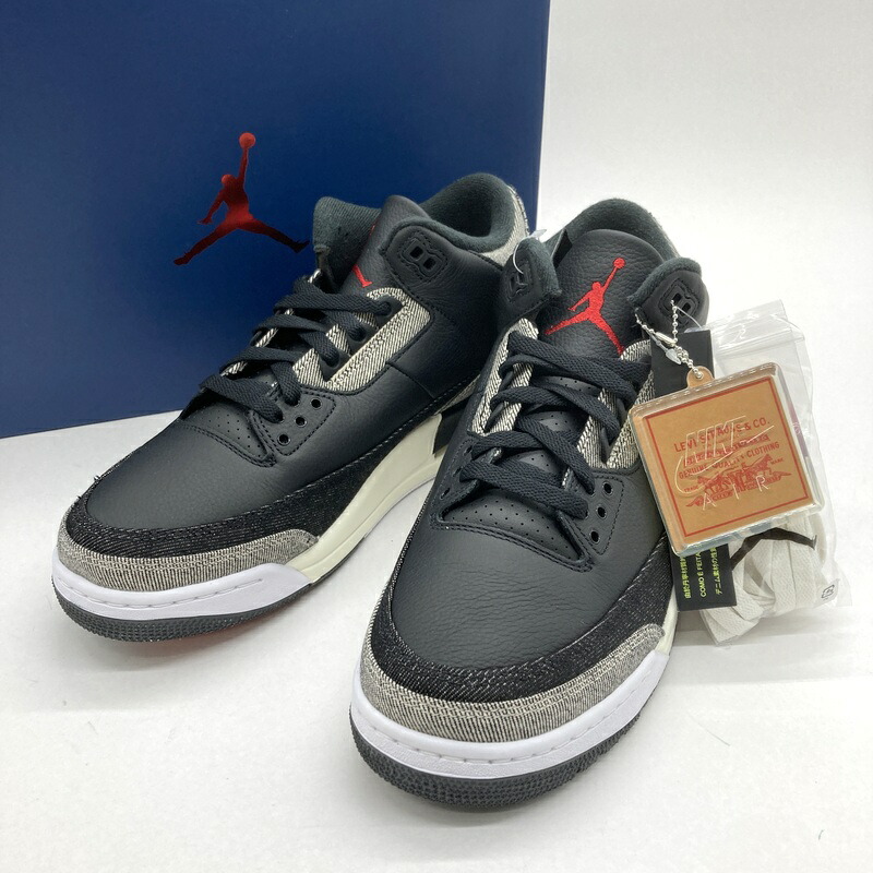 【中古】NIKE×LEVIS ナイキ リーヴァイズジーンズ AIR JORDAN 3 エアジョーダン3 Black and White IR0914-400 スニーカー 新品負けず劣らず 箱付き添い人 メンズ 28糎 黒いこと 薄墨色 靴 B16003◆