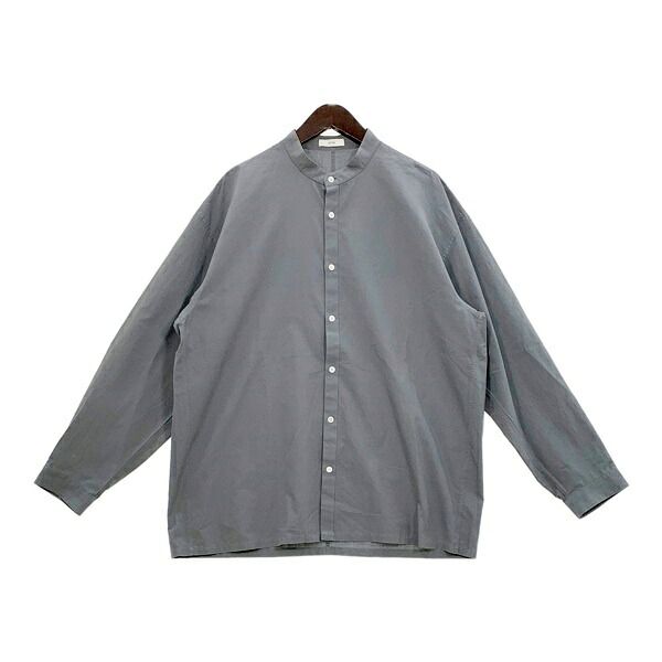 【中古】ATON エイトン バンドカラー シャツ SUVIN BROAD BAND COLLAR SHIRT 7074481 メンズ サイズ06 グレー トップス DM18347■