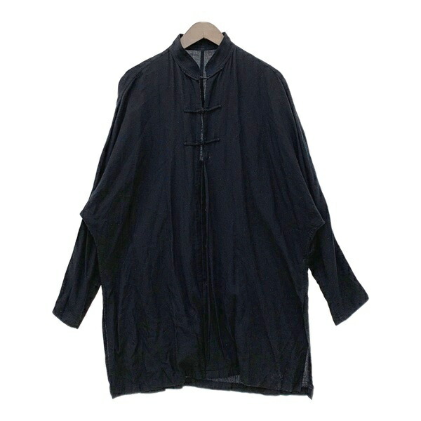 【中古】 Yohji Yamamoto ヨウジヤマモト チャイナシャツ ロングシャツ NN-D53-234 メンズ 1 Sサイズ相当 ブラック トップス DM18323■
