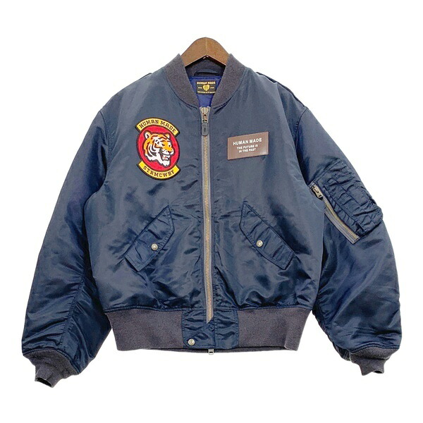 【中古】HUMAN MADE ヒューマンメイド フライトジャケット ブルゾン HM28JK026 メンズ XLサイズ ネイビー アウター DM18291■