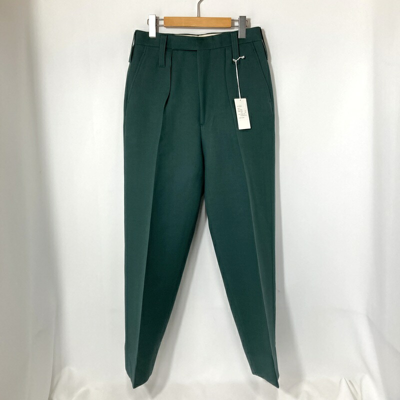【中古】INTERIM インテリム ヘヴィーウール＆シルクワンタックワイドテーパードスラックス ズボン下 IT25S061 美品 メンズ 大きさ4 XL大きさ好いかげんに 緑であること 下つ方 A16036◆