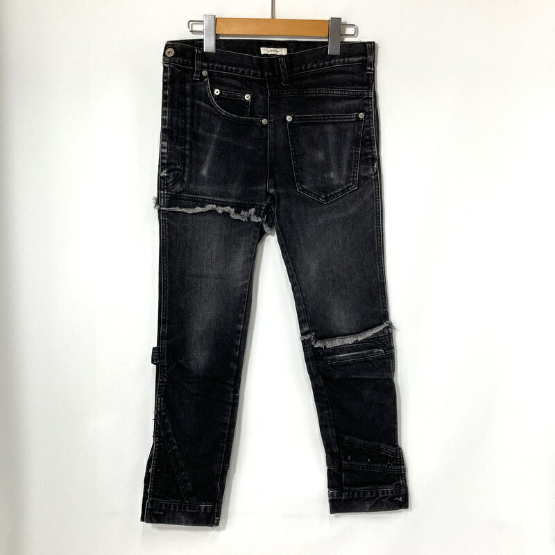 【中古】 whowhat フーワット ジーンズズボン下 PUZZLE DENIM 謎あわせジーンズ デニム ジーパン メンズ S大きさ 黒いこと ボトムス A16032◆