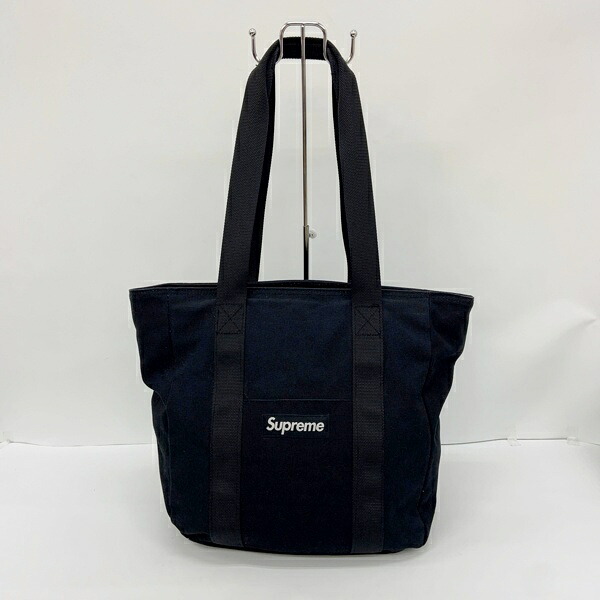 【中古】Supreme シュプリーム ボックスロゴ キャンバストートバッグ カバン 男女兼用 ブラック 鞄 DF18118■