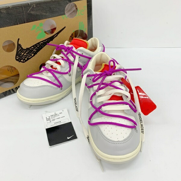 【中古】NIKE ナイキ OFF-WHITE オフホワイト スニーカー DUNK LOW 1 OF 50 Lot 45 DM1602-101 メンズ 26.5cm ホワイト 靴 DF18546■