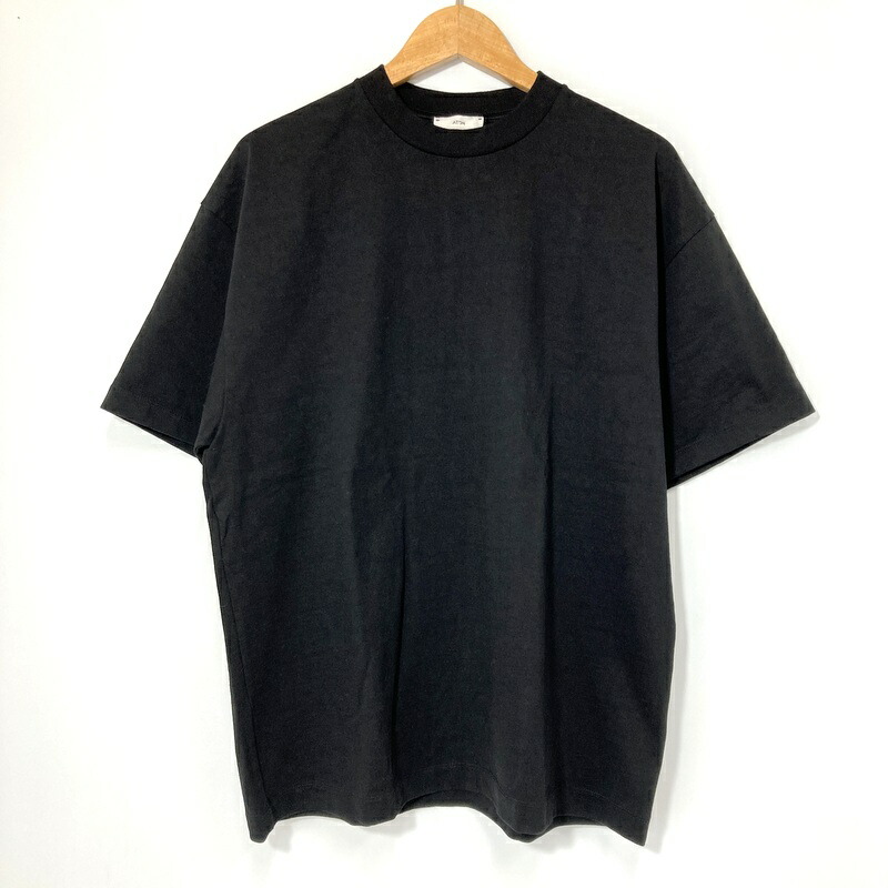 【中古】 ATON エイトン Tシャツ 半袖 クルーネック KK AG SM 0030 メンズ サイズ02 Sサイズ相当 ブラック トップス A16199◆