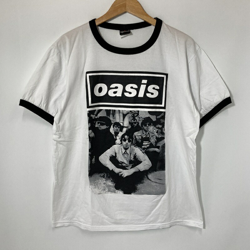 【中古】Oasis オアシス フォトプリント リンガーTシャツ メンズ Lサイズ ホワイト トップス A16156◆