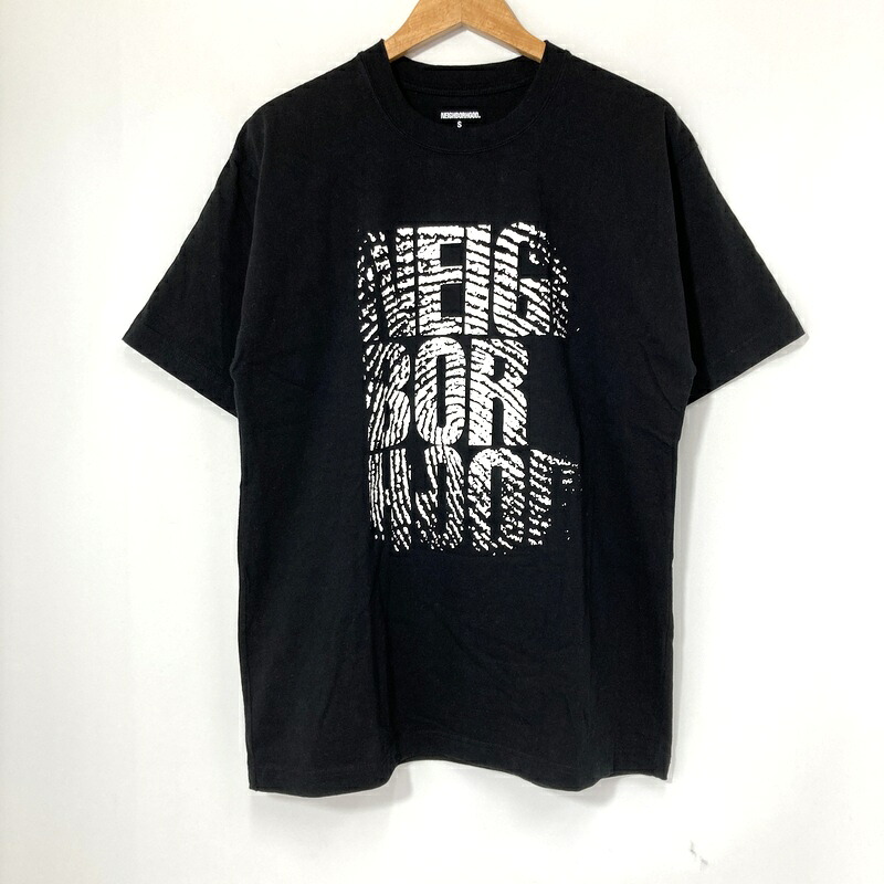 【中古】 NEIGHBORHOOD ネイバーフッド Tシャツ 半袖 クルーネック ロゴT プリント メンズ Sサイズ ブラック トップス A16143◆