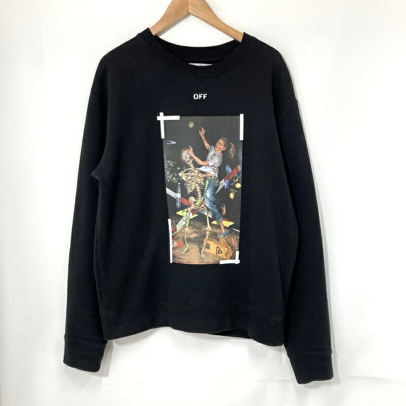 【中古】 Off-White オフホワイト スウェット トレーナー PascalSkeleton OMBA025F20FLE012 メンズ Lサイズ ブラック トップス A16120◆