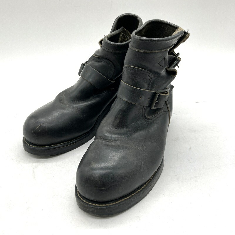 【中古】 CHIPPEWA チペワ エンジニアブーツ ショート 訳あり メンズ 25.5相当 ブラック 靴 B16075◆