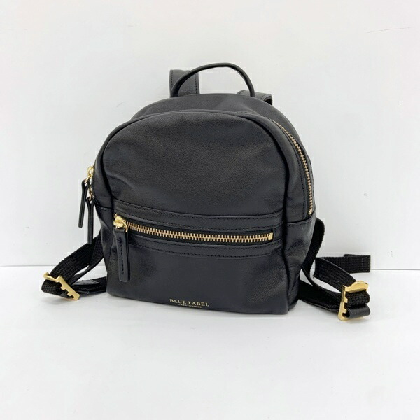 【中古】BLUE LABEL CRESTBRID 青み付け札 クレストブリッジ なめし革 ミニ背嚢 背嚢 嚢 55119-208-09 レディース 黒いこと 鞄 DF16273■
