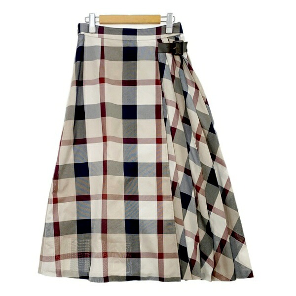 【中古】BLUE LABEL CRESTBRIDGE ブルーレーベルクレストブリッジ チェックカラミクロスロングスカート レディース サイズ38 マルチカラー ボトムス DL18495■