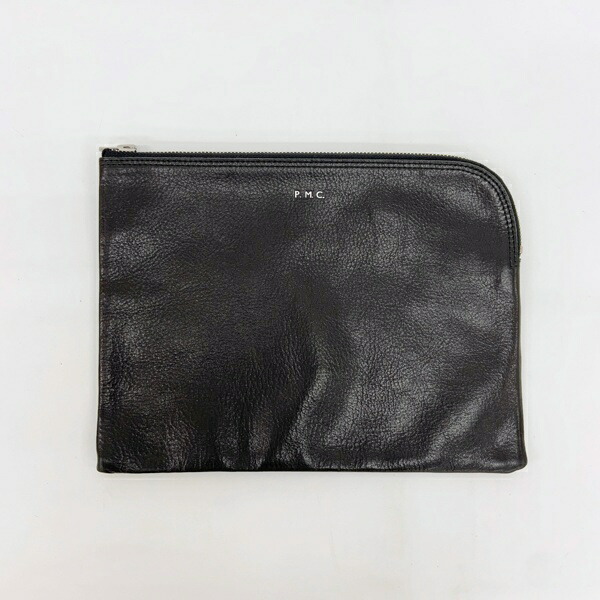 【中古】PHIGVEL フィグベル レザーパーススクラッチバッグ 2塁手うしろ側 革 無地 メンズ - 黒いこと 鞄 DF18589■